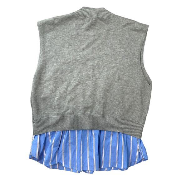 Central Park West Sweater Vest Mock Button Up NWT Medium Preppy Gray Blue - Picture 2 of 6